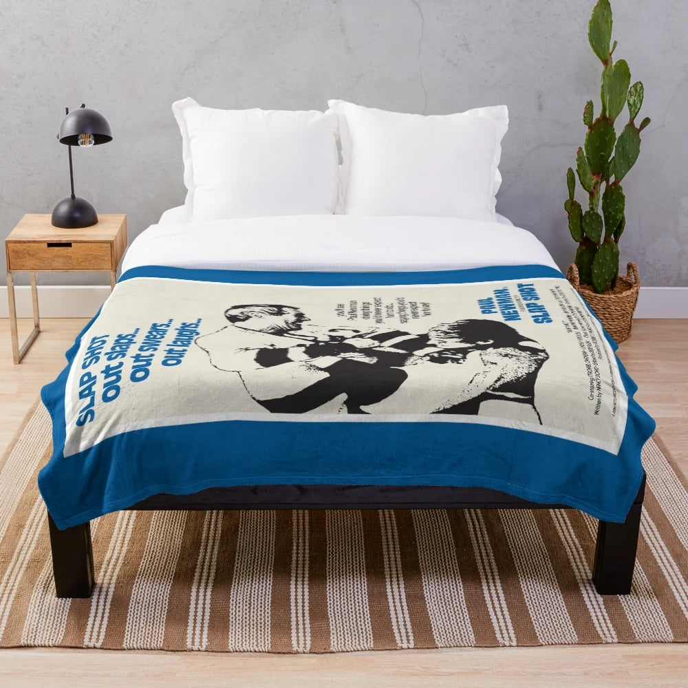 Slap Shot 1977 movie poster inspired plush blanket