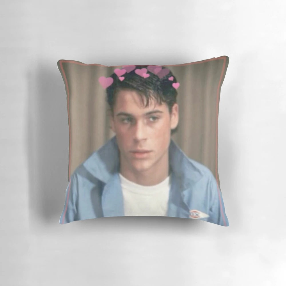 Throwback pillow featuring a young Rob Lowe as Sodapop Curtis from the 1980s film The Outsiders