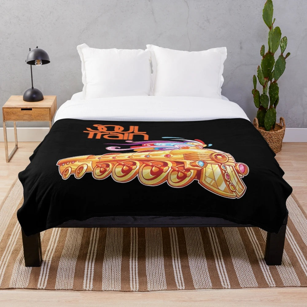 Plush blanket featuring the iconic Soul Train logo