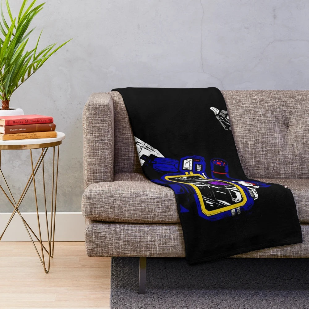 Retro Soundwave Plush Blanket with 80s Cartoon Inspired Design
