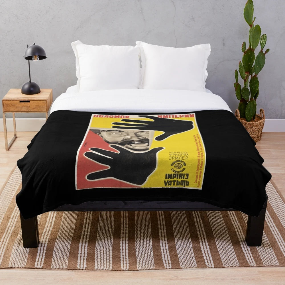 Cozy plush blanket featuring a vintage Soviet cinema poster design