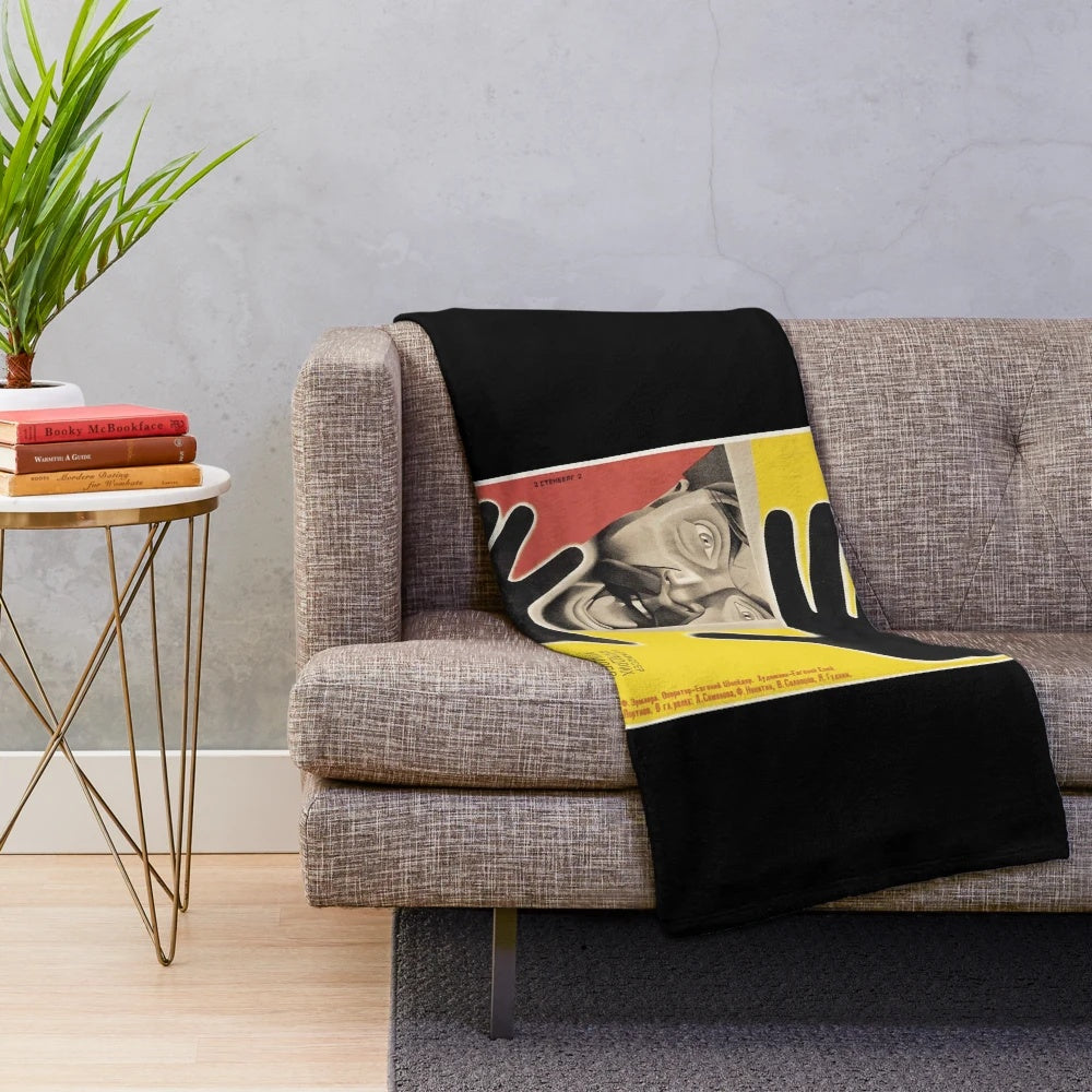 Cozy plush blanket featuring a vintage Soviet cinema poster design