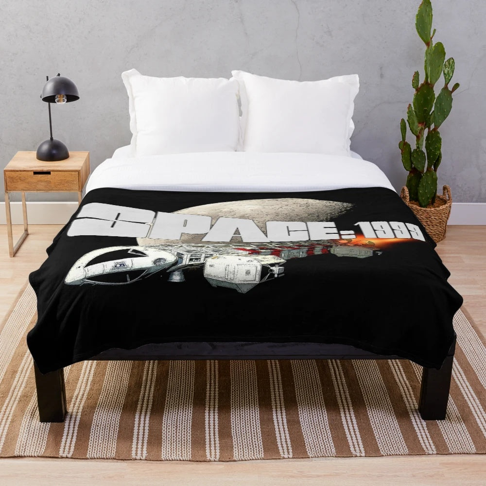 Retro space 1999 plush blanket with eagle transporter design