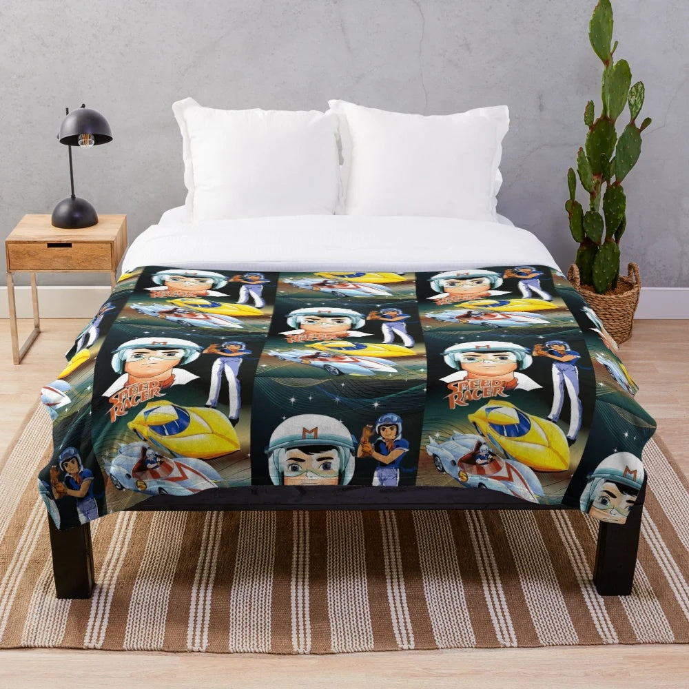 Soft and cozy Speed Racer themed plush blanket