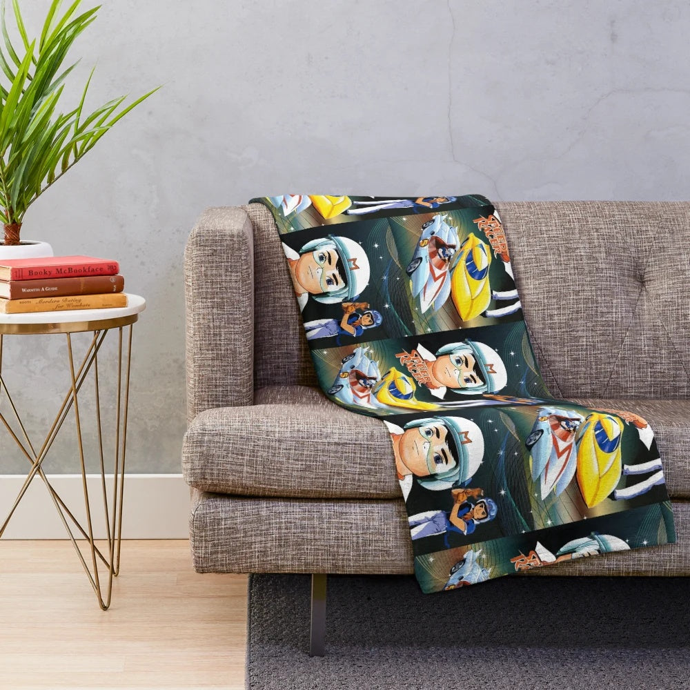Soft and cozy Speed Racer themed plush blanket