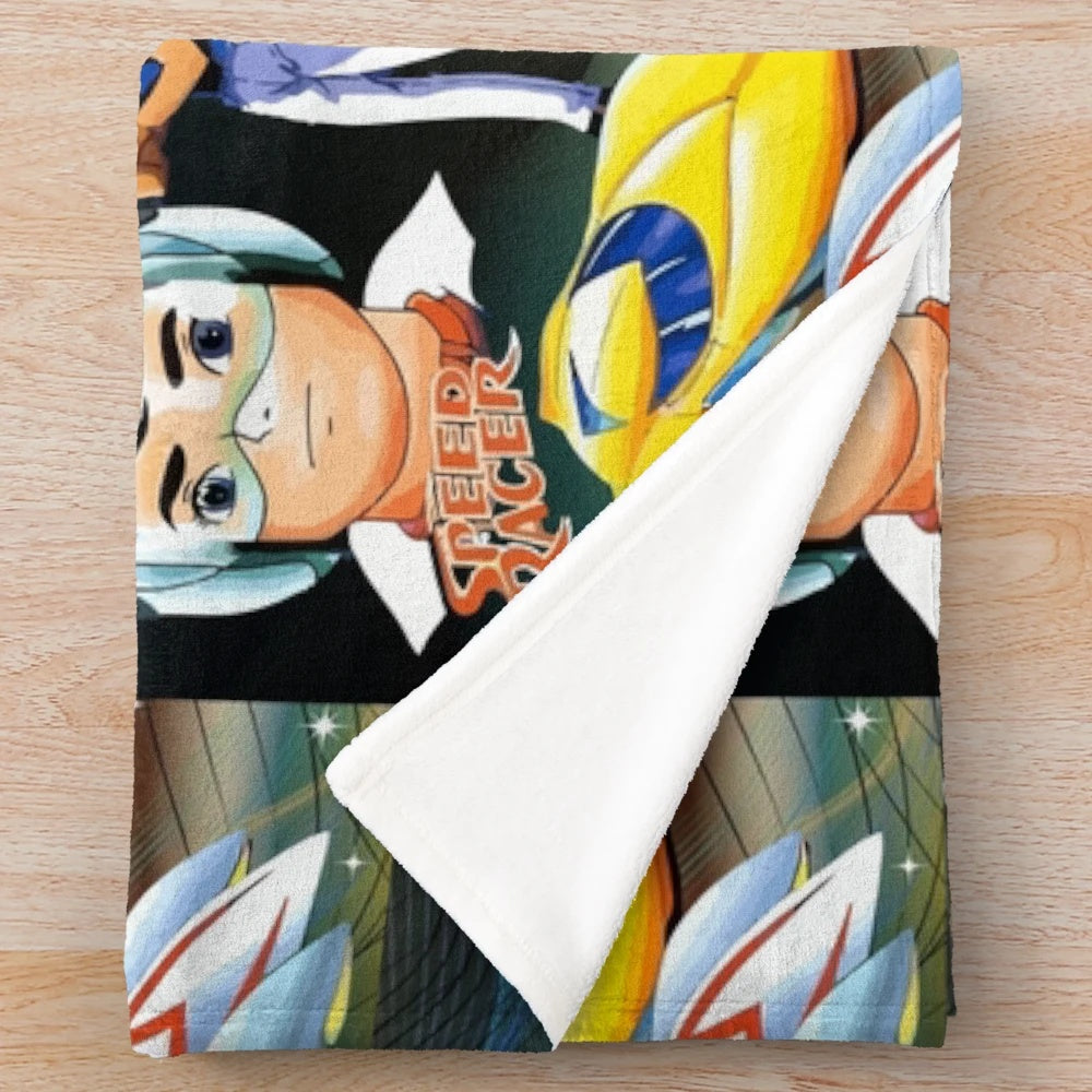 Soft and cozy Speed Racer themed plush blanket