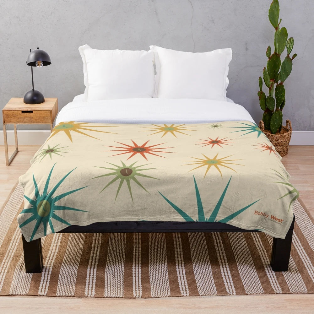 Retro starburst pattern plush blanket