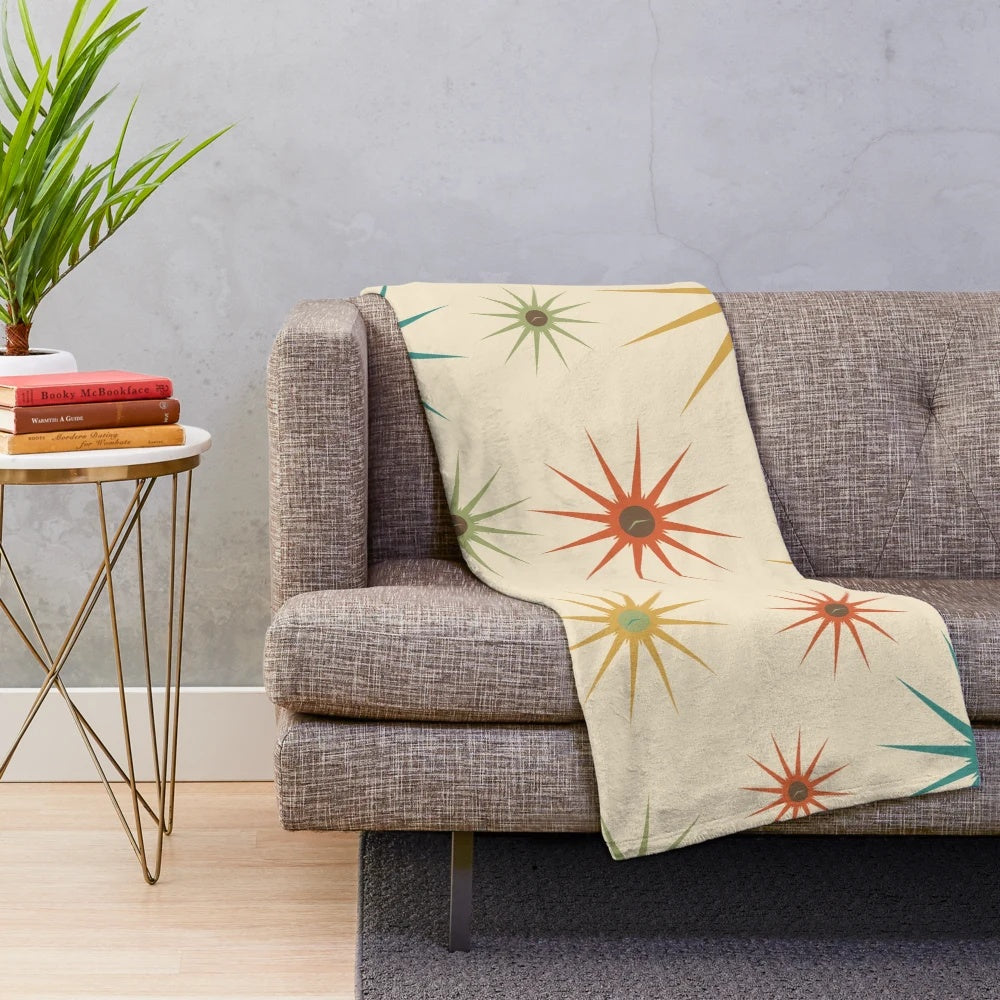 Retro starburst pattern plush blanket
