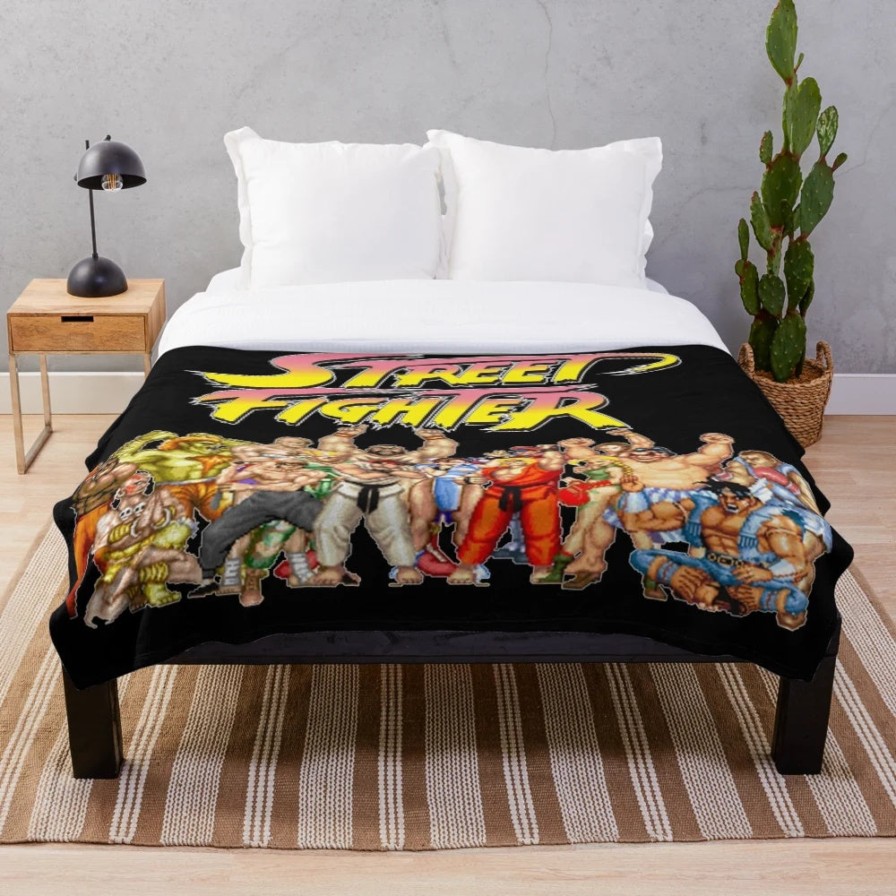 Retro Street Fighter inspired plush blanket