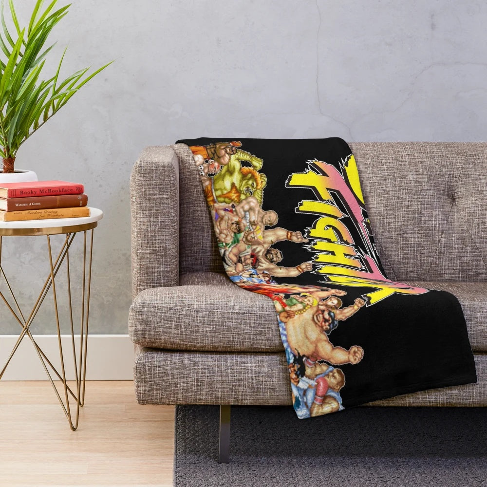Retro Street Fighter inspired plush blanket