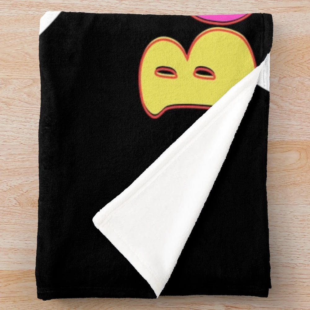 Colorful 80s-inspired plush blanket with a retro-style design