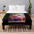 Retro-style cartoon plush blanket featuring a fun and nostalgic design