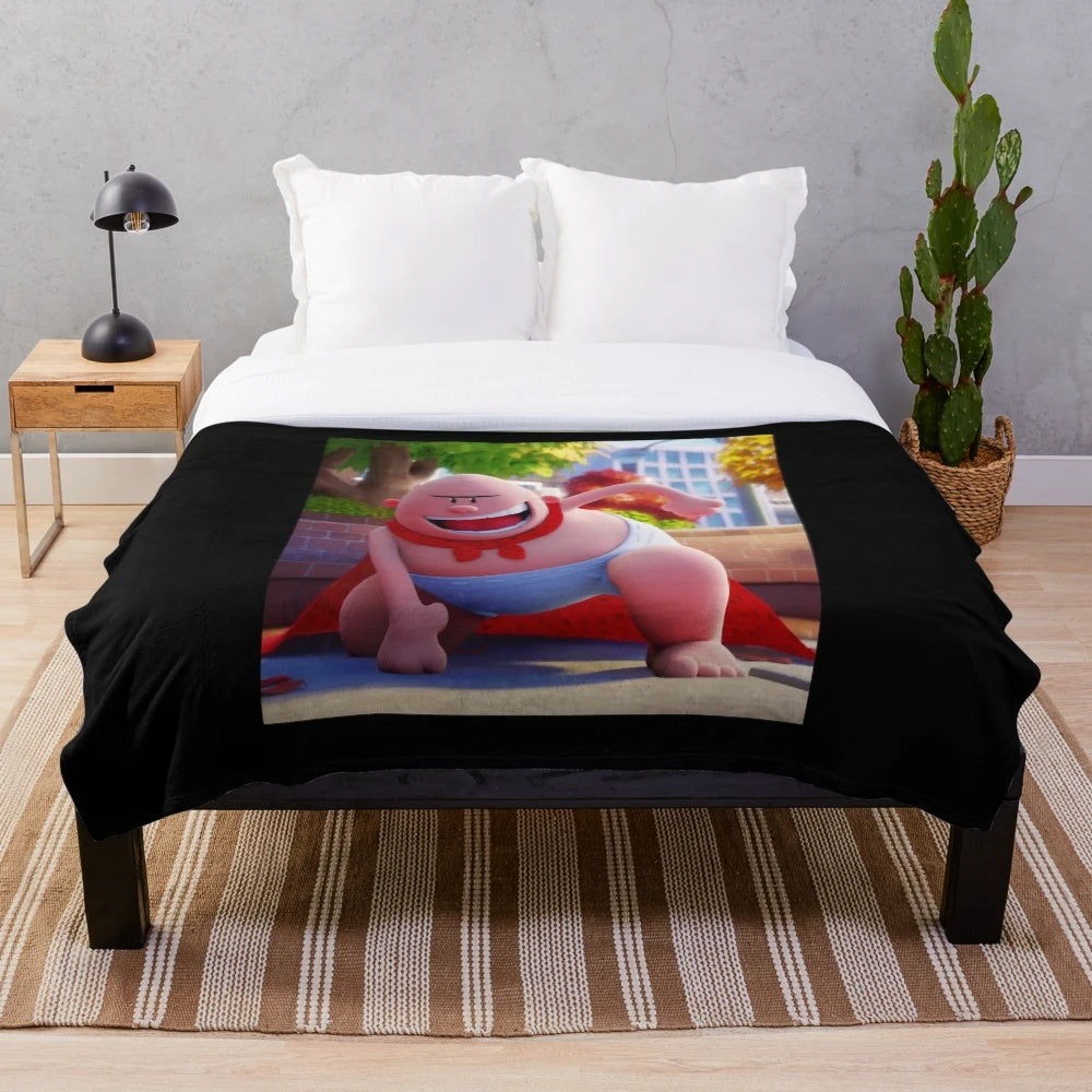 Retro-style cartoon plush blanket featuring a fun and nostalgic design