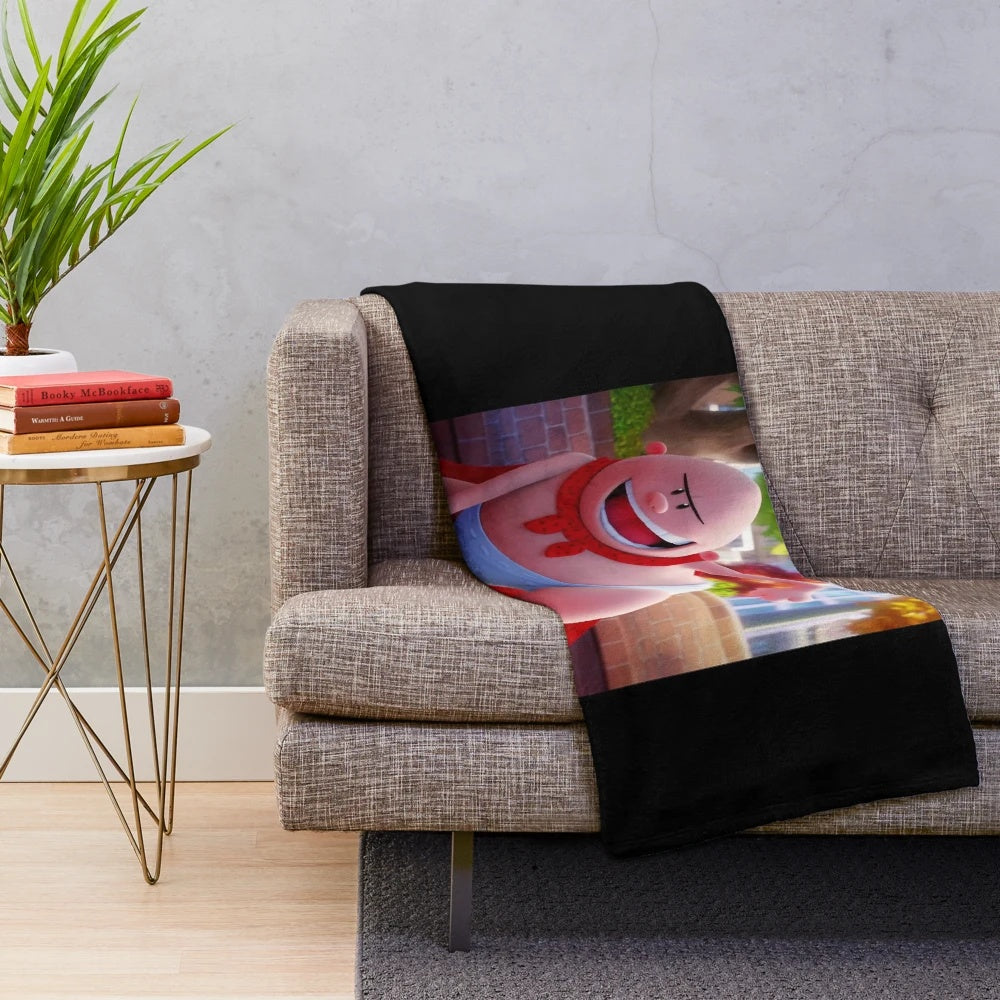 Retro-style cartoon plush blanket featuring a fun and nostalgic design