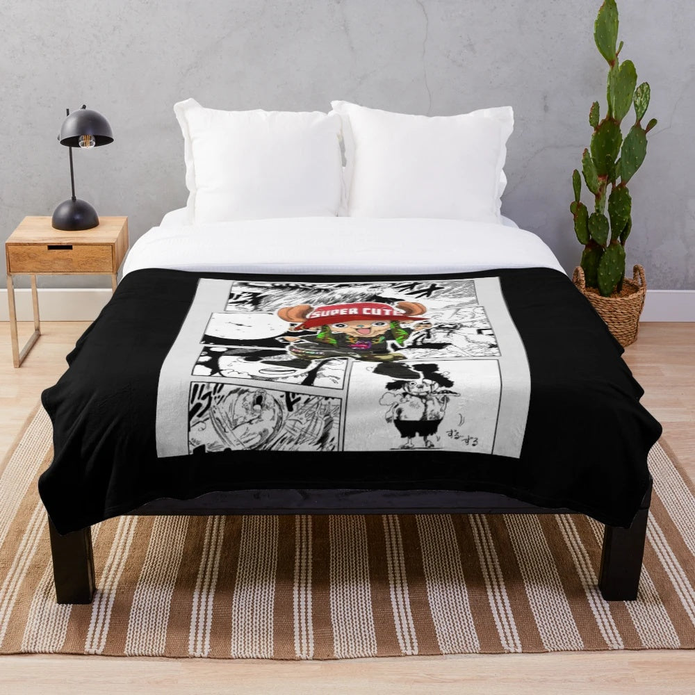 Soft, retro-inspired plush blanket featuring the beloved One Piece character Tony Tony Chopper