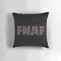 Retro-style FNAF pixel art pillow with black background and typography design