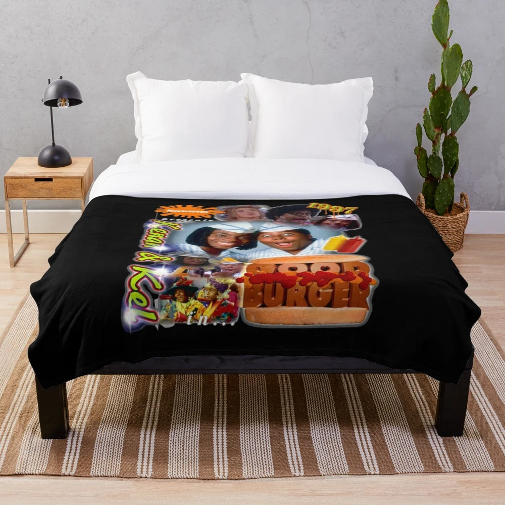Retro-style Good Burger plush blanket