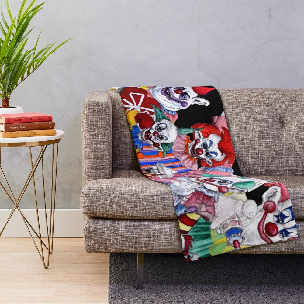 Killer Clowns from Outer Space themed plush blanket