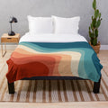 Retro style waves plush blanket with geometric abstract design