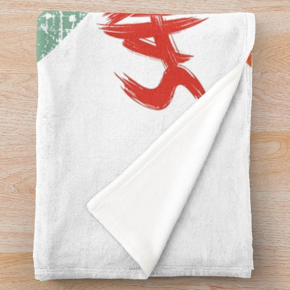 A soft, plush blanket featuring a vintage sun motif design
