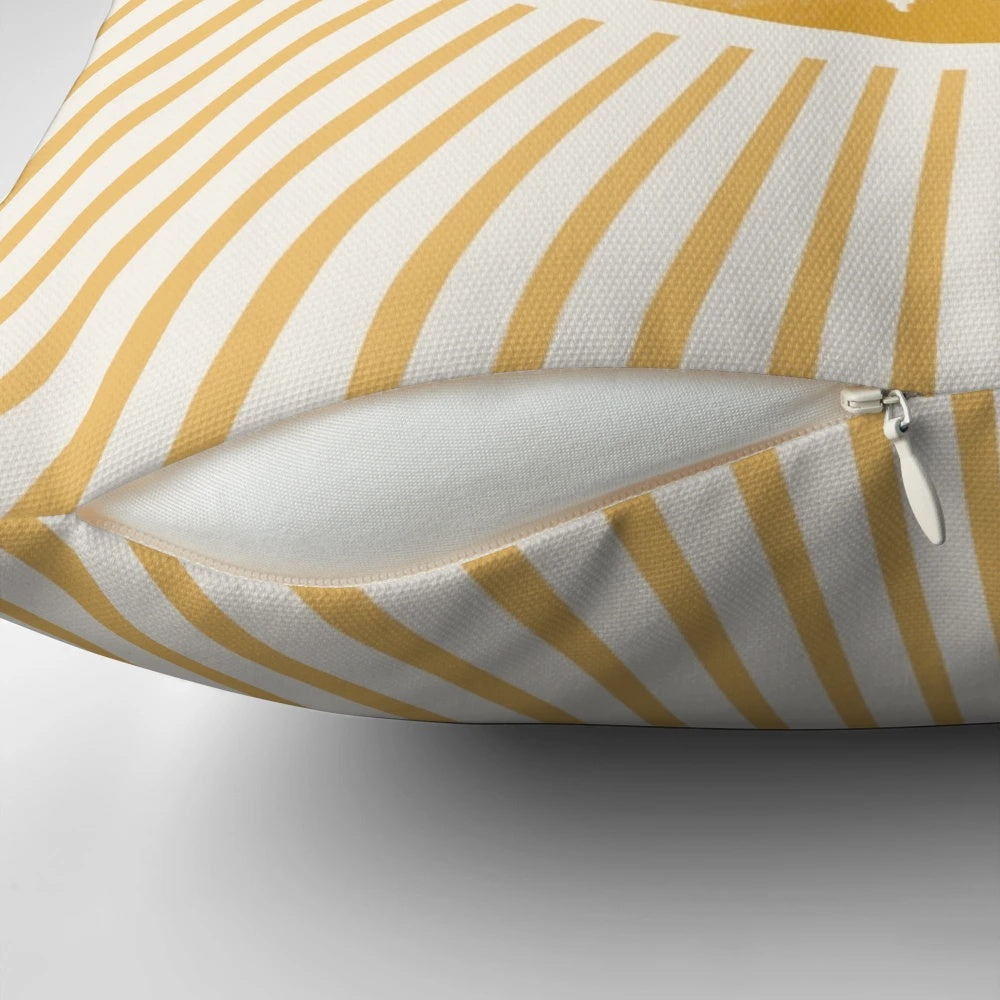 Retro sun mid century modern pillow with abstract landscape design