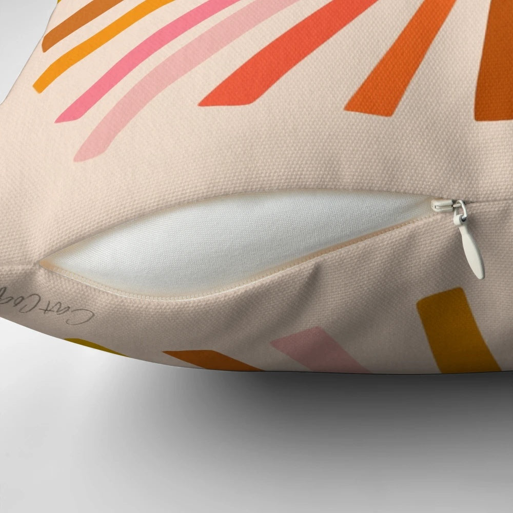 Retro sunshine-colored decorative pillow with a vintage California beach vibe