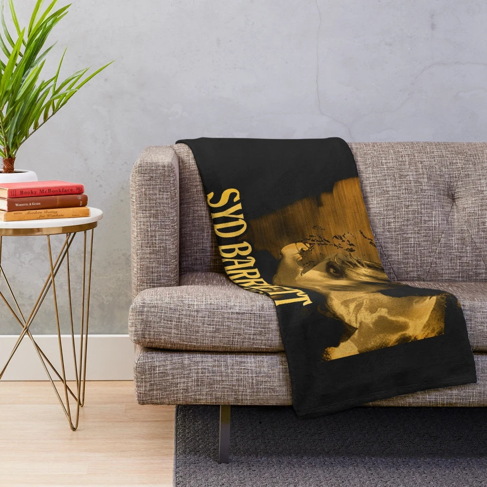 Vintage-style Syd Barrett plush blanket featuring psychedelic design