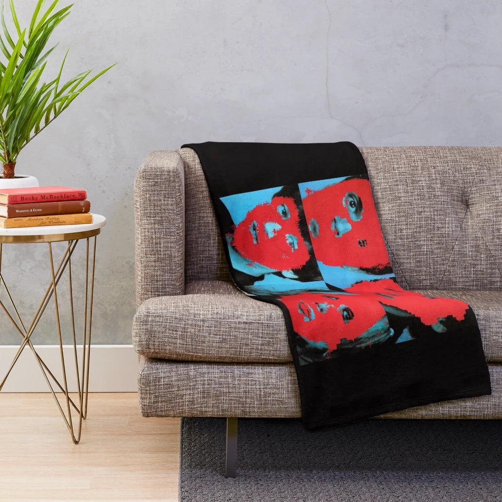 Talking Heads-inspired plush blanket featuring the "Remain in Light" album artwork