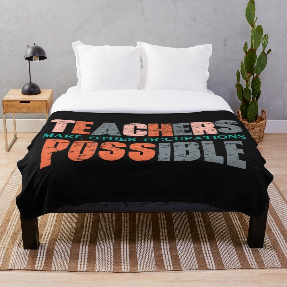 Distressed Retro Teachers Saying Plush Blanket