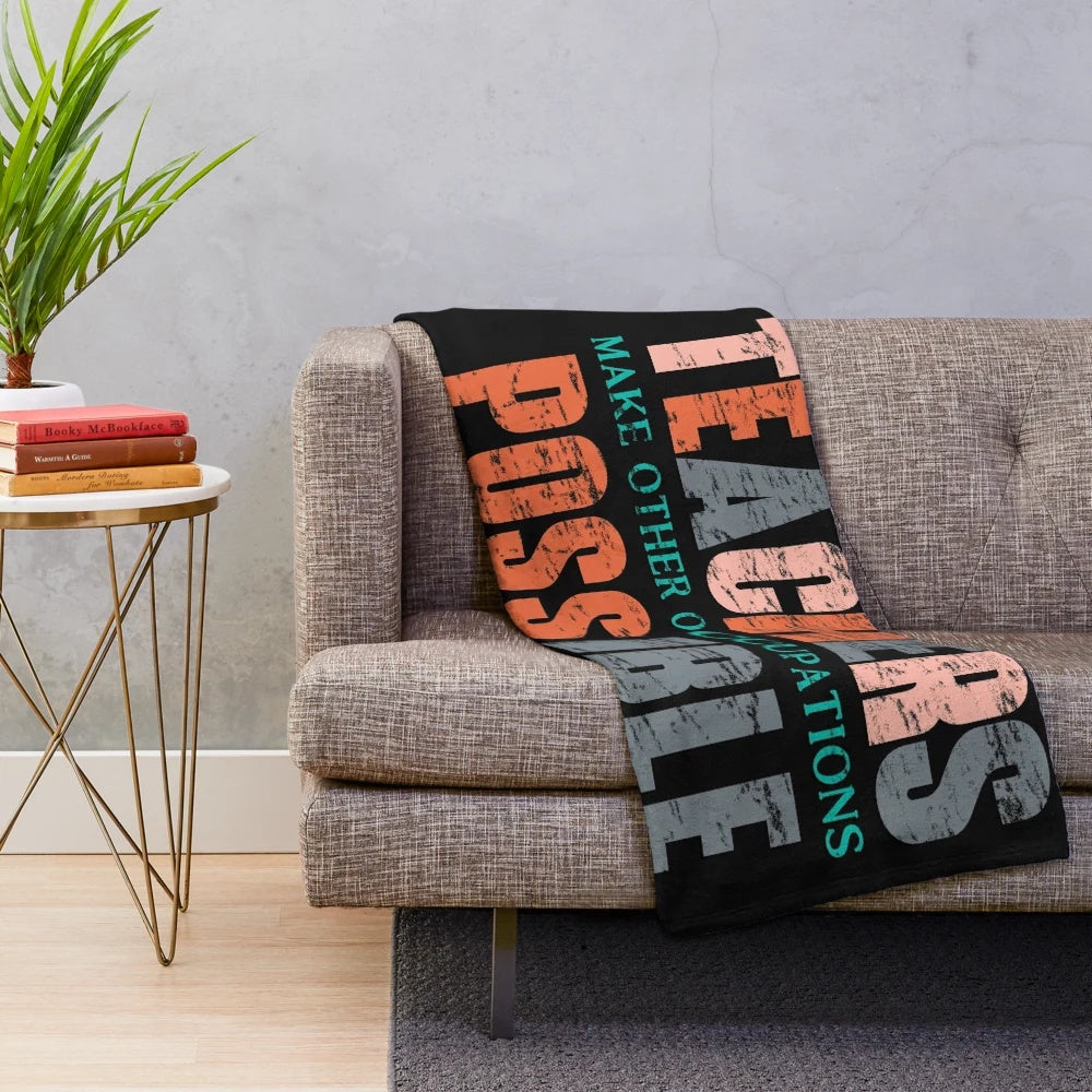 Distressed Retro Teachers Saying Plush Blanket