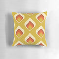 Retro tear drop shaped mid century modern pillow in goldenrod and cream colors