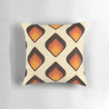 Colorful mid-century modern tear drop shaped pillow in shades of orange and brown
