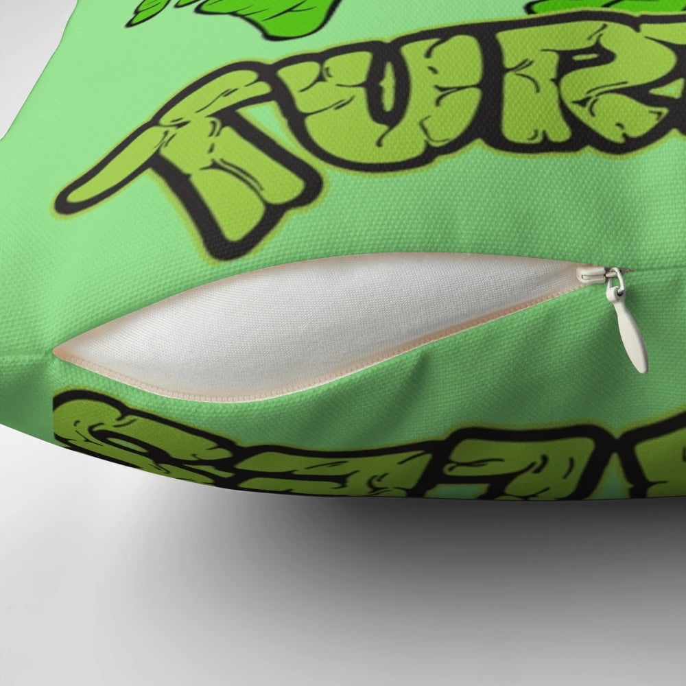 Colorful Teenage Mutant Ninja Turtles Pillow featuring the iconic 80s cartoon characters
