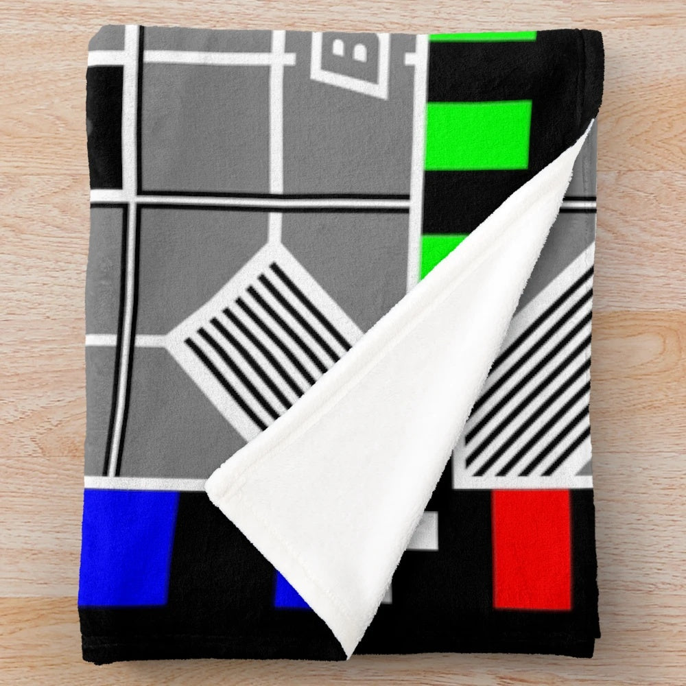 Retro testcard plush blanket with clown design