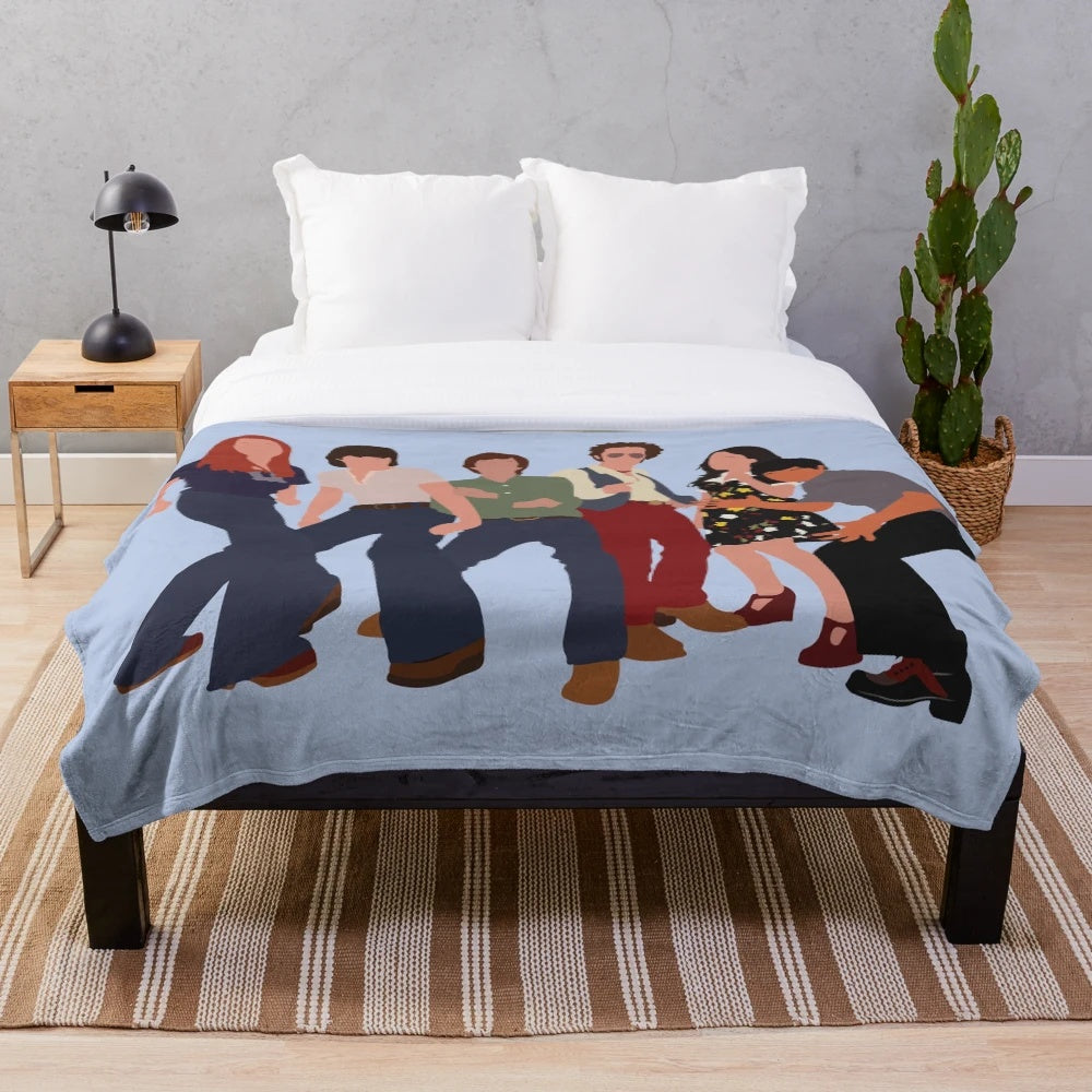 Cozy plush blanket featuring the cast of the popular 70s TV sitcom That '70s Show