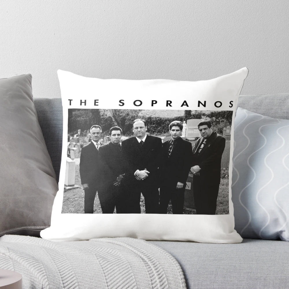The Sopranos-inspired retro throw pillow with iconic mafia design