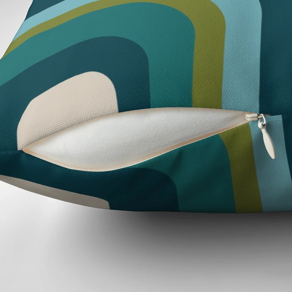 Mid-century modern style throw pillow with a stylish 1960s pattern