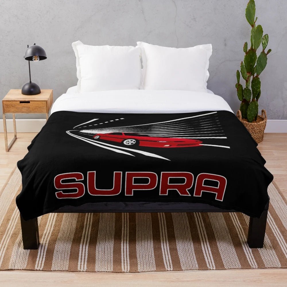 Cozy plush blanket inspired by the iconic Toyota Supra Mk3 sports car