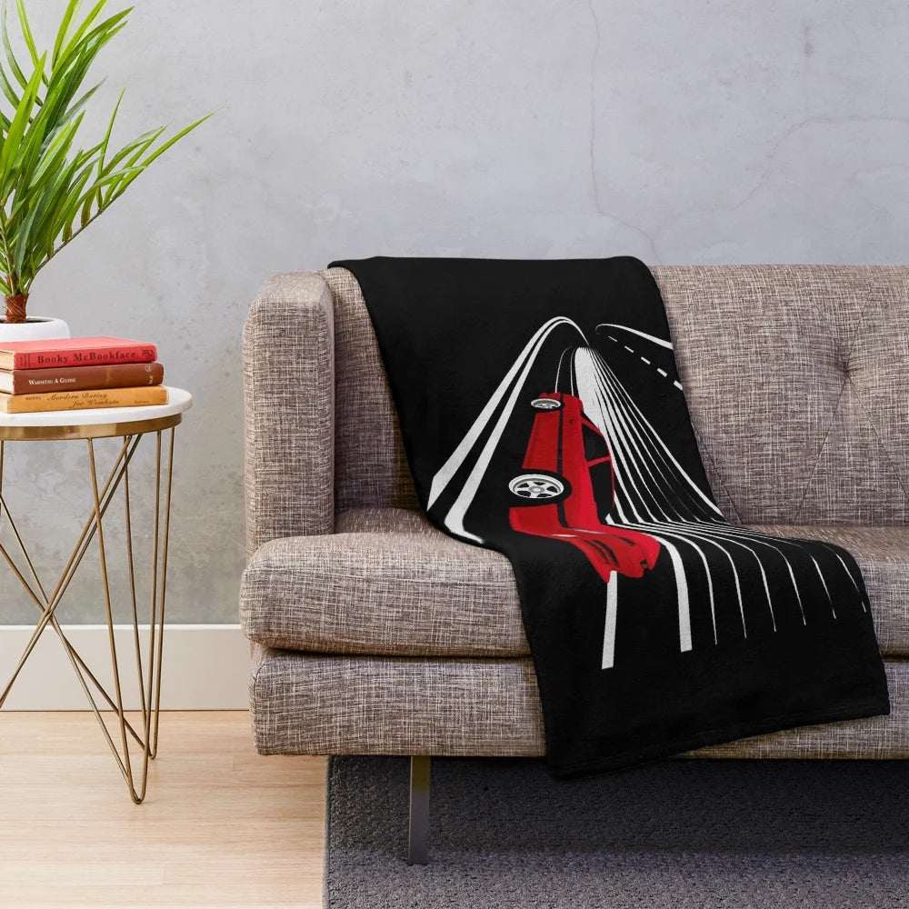 Cozy plush blanket inspired by the iconic Toyota Supra Mk3 sports car