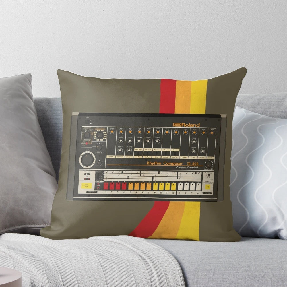 Vintage TR-808 drum machine inspired pillow