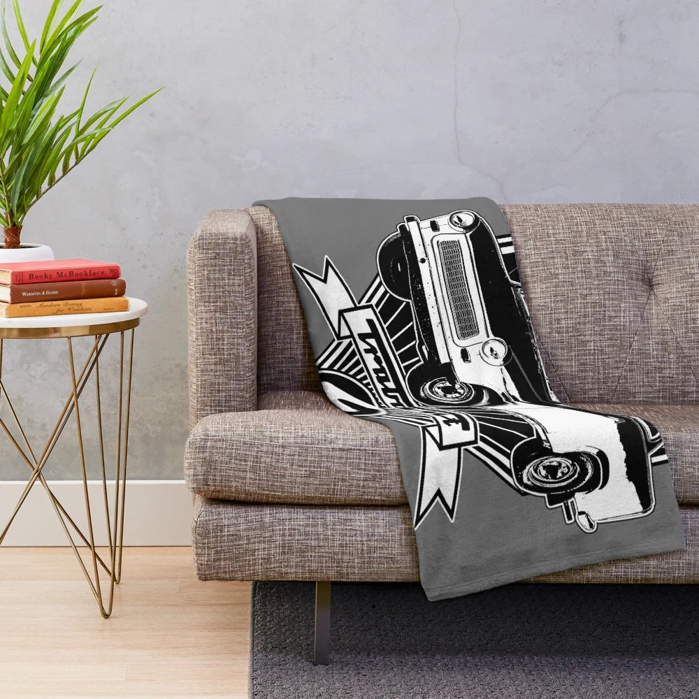 Trabant 601 plush blanket featuring the iconic East German car design