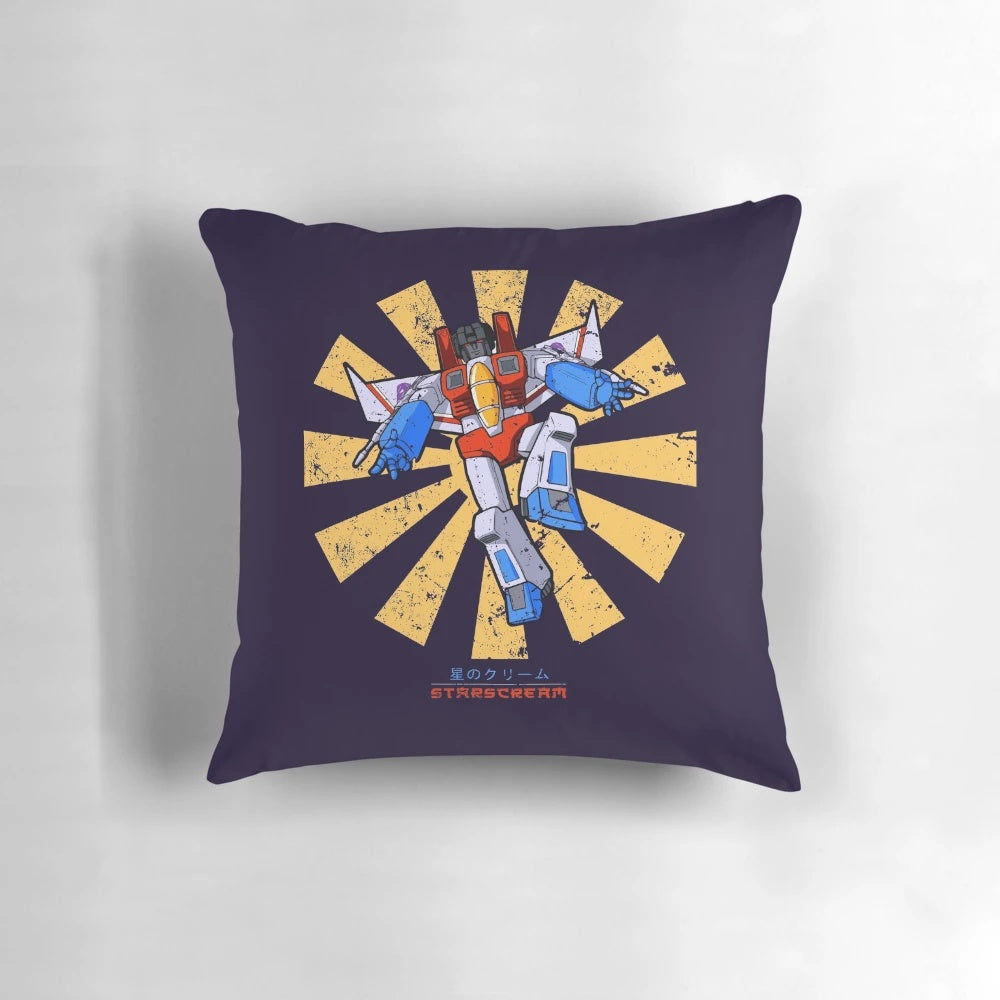 Retro-style Transformers Decepticon Starscream throw pillow