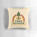 Retro tree hugger pillow featuring a nature-inspired design with trees, rainbows, and a hippie-inspired aesthetic.