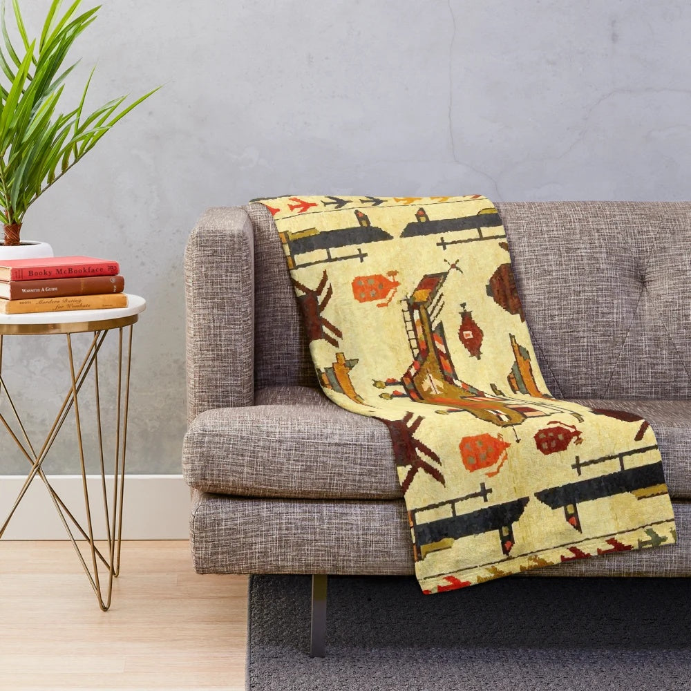 Retro tribal boho pattern plush blanket for cozy home decor