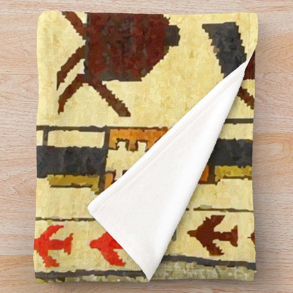 Retro tribal boho pattern plush blanket for cozy home decor