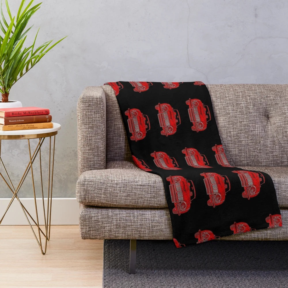 Triumph TR4 classic car inspired red plush blanket