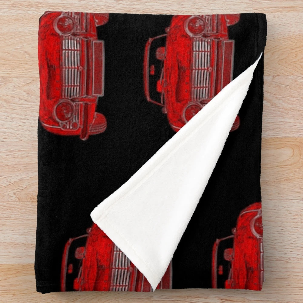 Triumph TR4 classic car inspired red plush blanket