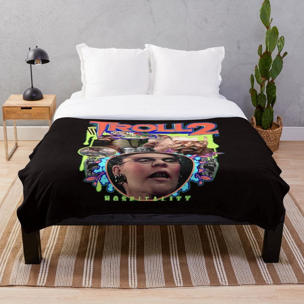 Troll 2 plush blanket featuring the iconic fantasy creature from the 1980s cult classic film