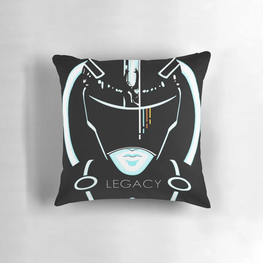 Tron Legacy-inspired pillow with 8-bit graphics and retro gaming design