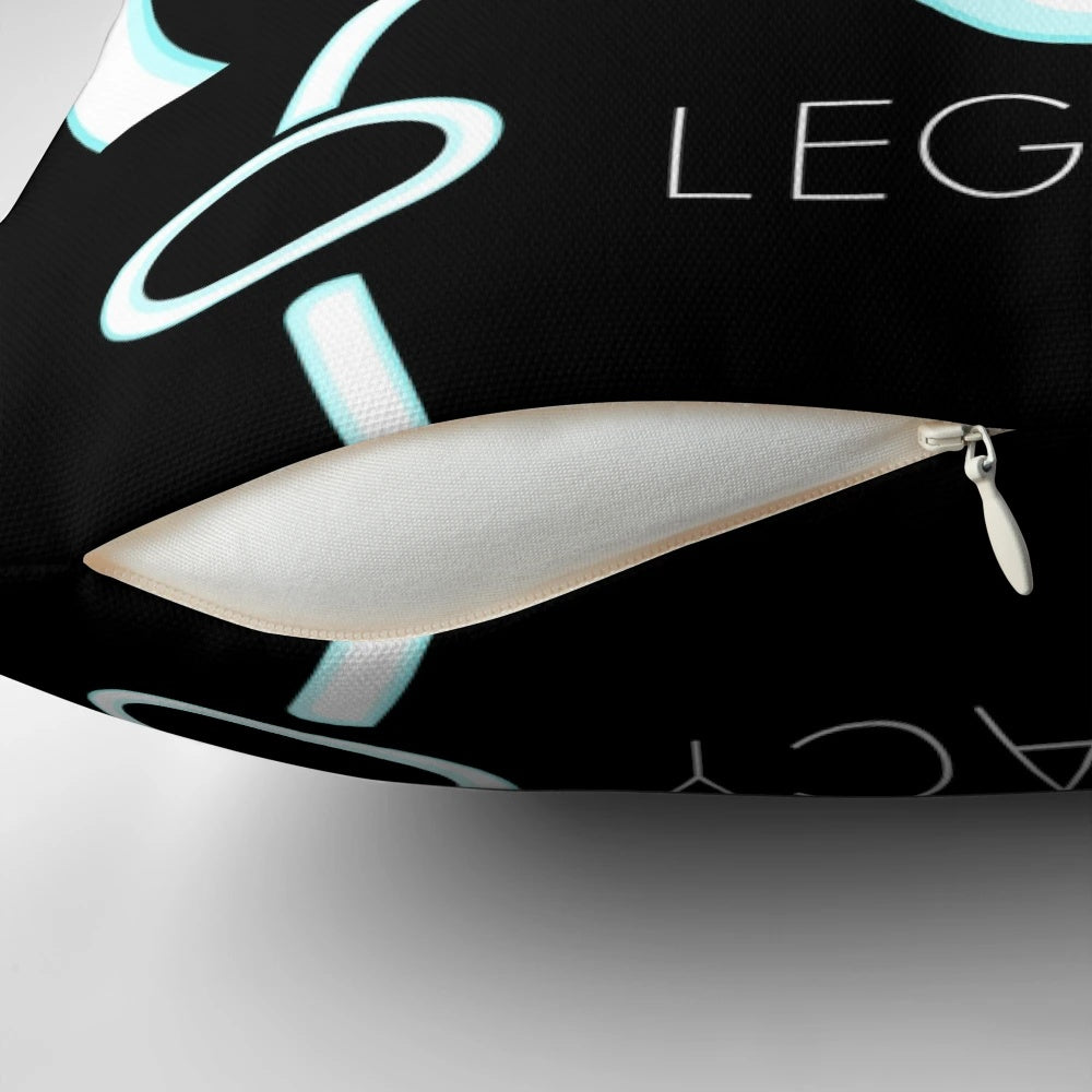 Tron Legacy-inspired pillow with 8-bit graphics and retro gaming design